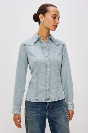 Rails Taiana Denim Shirt in Bleached Indigo