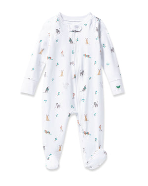 Petite Plume Pima Cotton Baby Romper in Jingle Paws