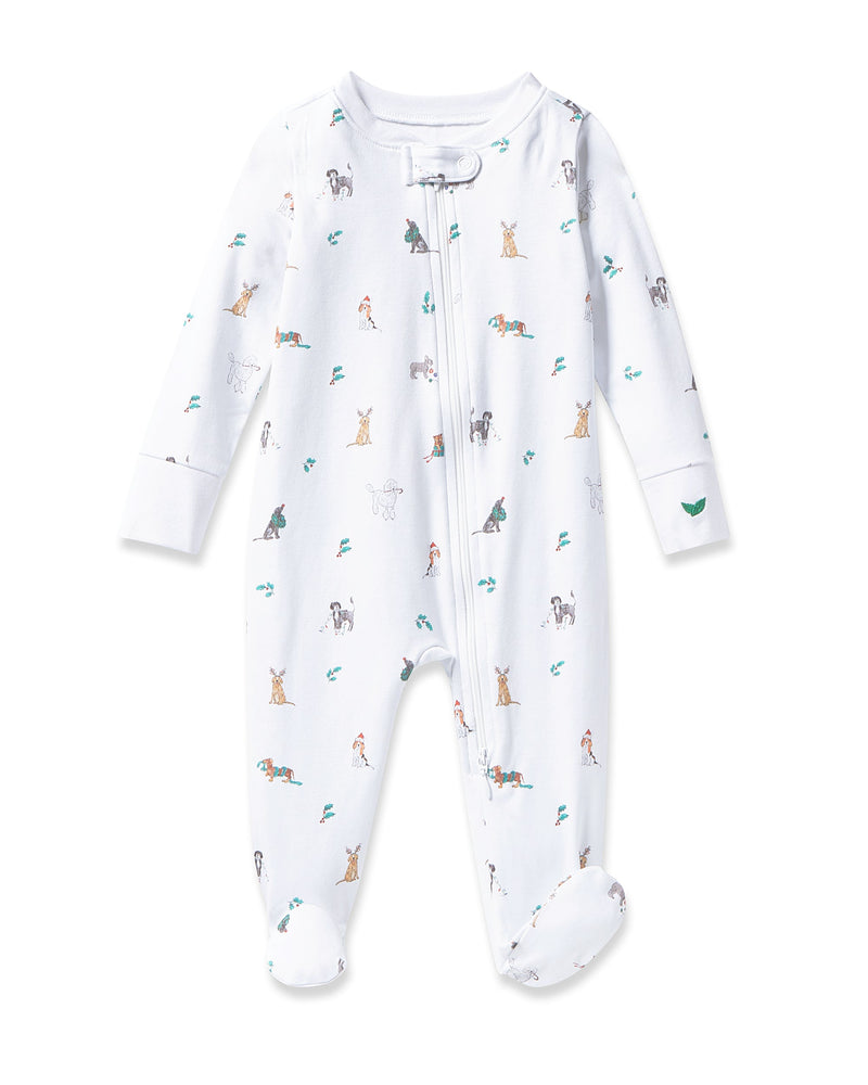Petite Plume Pima Cotton Baby Romper in Jingle Paws