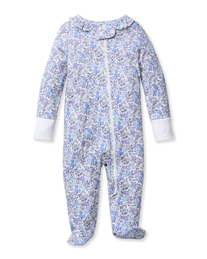 Petite Plume Pima Ruffle Collar Romper in Fleur d'Azur