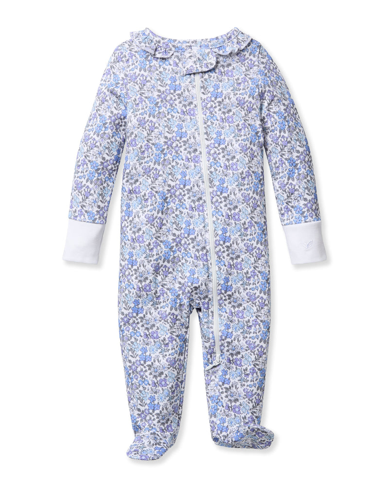 Petite Plume Pima Ruffle Collar Romper in Fleur d'Azur