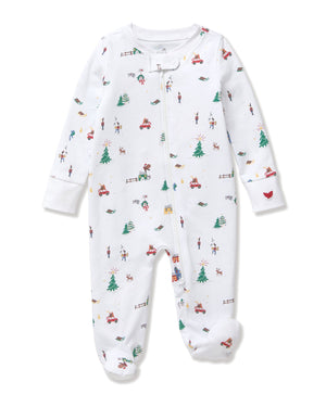 Petite Plume Pima Cotton Baby Romper in Holiday Town