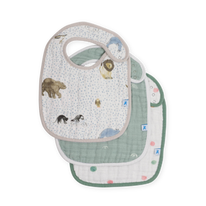 Little Unicorn Cotton Muslin Classic Bib 3 Pack in Party Animals