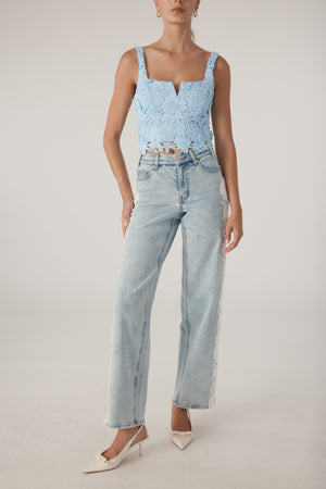 Generation Love Cassidy 3D Lace Top in Blue Breeze