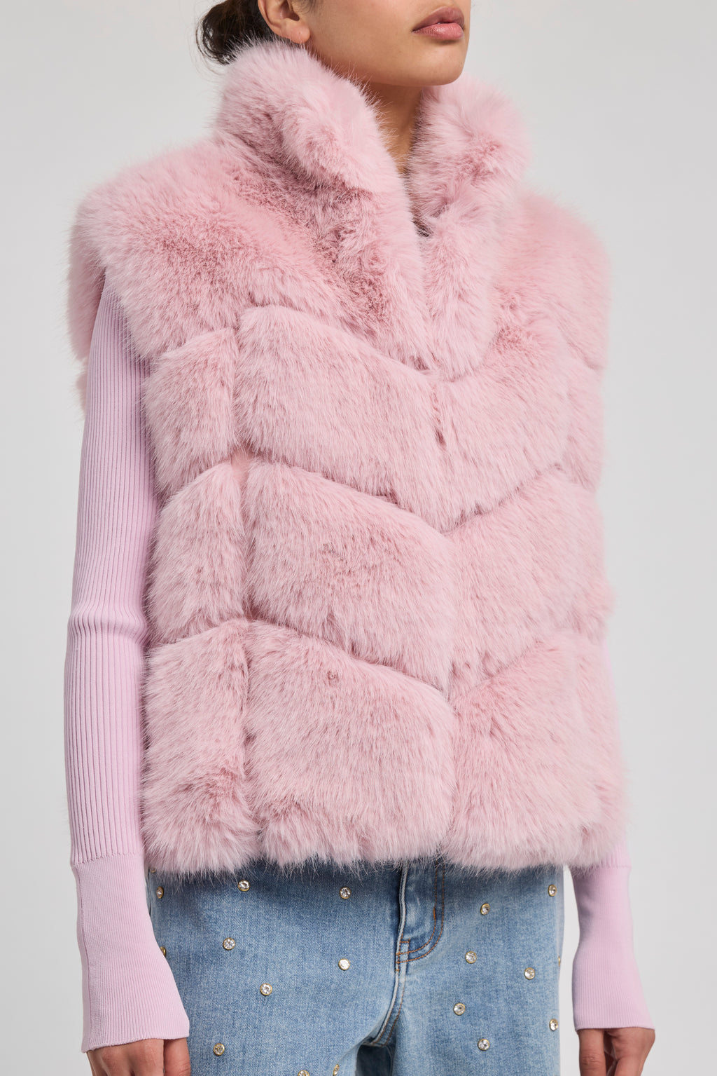 Generation Love Rosario Faux Fur Vest in Ballet Slipper