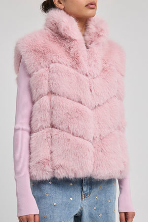 Generation Love Rosario Faux Fur Vest in Ballet Slipper