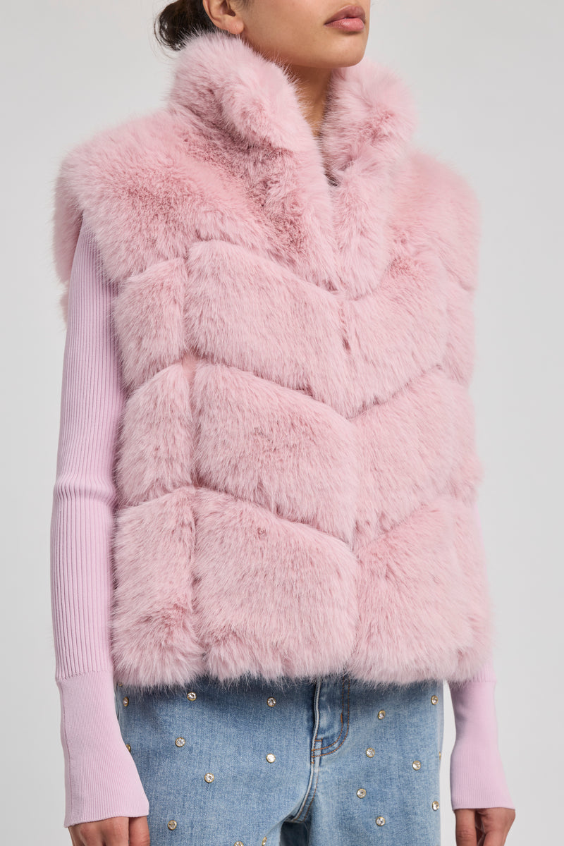 Generation Love Rosario Faux Fur Vest in Ballet Slipper