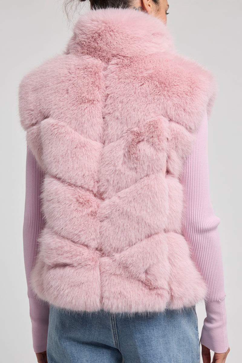 Generation Love Rosario Faux Fur Vest in Ballet Slipper