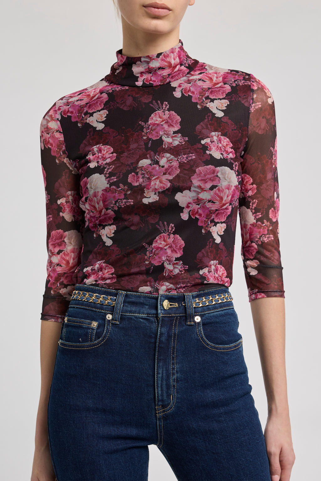 Generation Love Milo Mesh Bodysuit in Burgundy Fleur