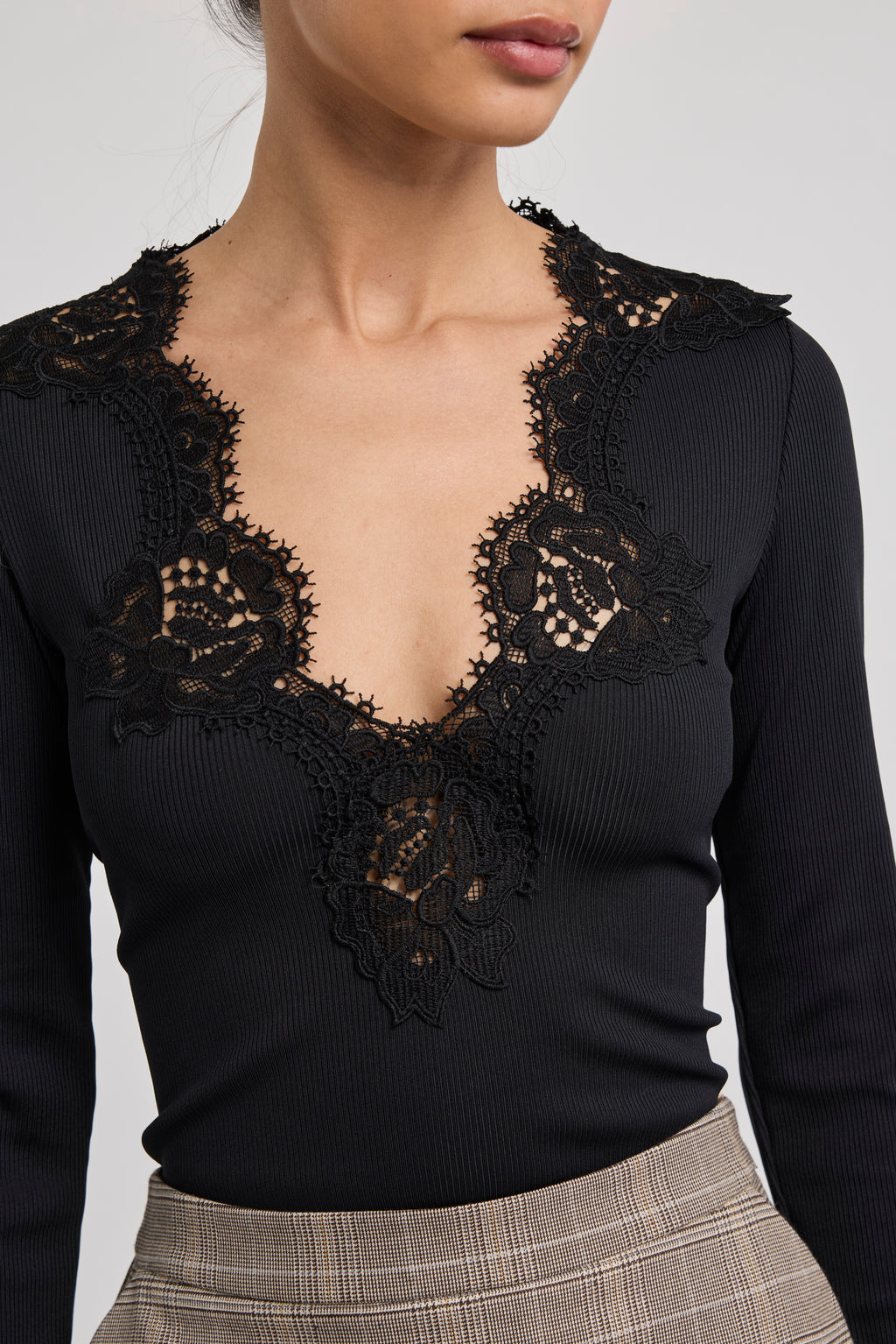 Generation Love Lady Lace Combo Top in Black