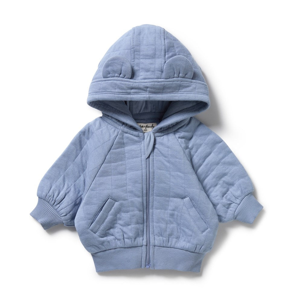 Wilson + Frenchy Organic Quilted Hooded Sweatshirt in Sky Blue