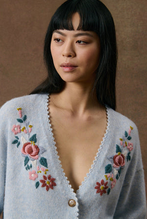 Louise Mischa Lunami Embroidered Cardigan