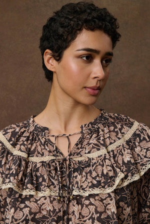 Louise Misha Nicole Blouse in Black Blooming Woods