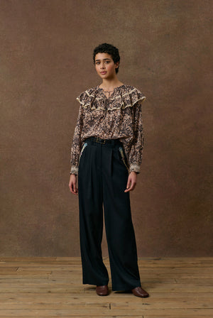 Louise Misha Nicole Blouse in Black Blooming Woods