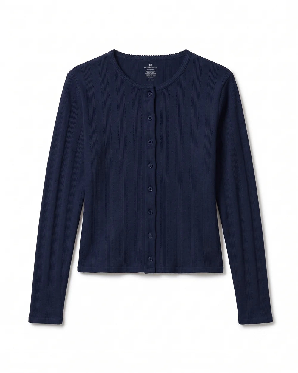 Petite Plume Women's Pointelle Cardigan In Navy