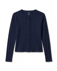 Petite Plume Women's Pointelle Cardigan In Navy