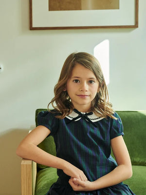 La Coqueta Xana Dress in Navy Check