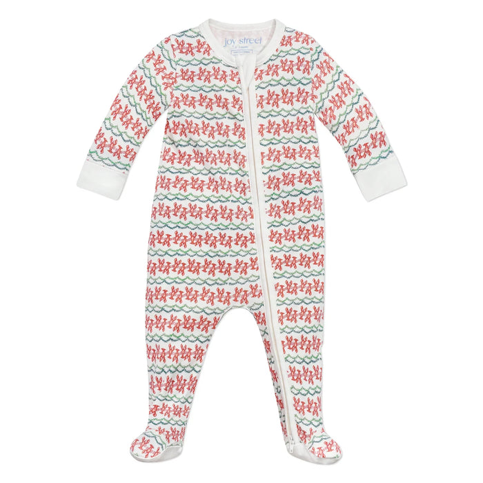 Joy Street Zip Footie in Christmas Lobsters