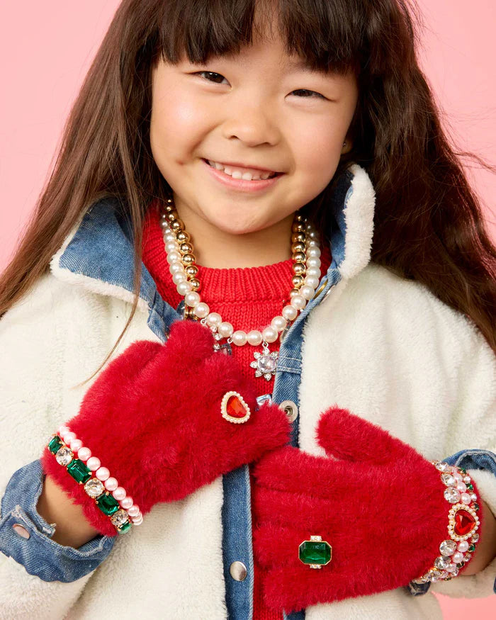 Super Smalls Christmas Cheer Ruby Red Jeweled Gloves