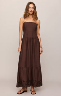 Z Supply Esti Embroidered Maxi Dress in Chocolate Cherry