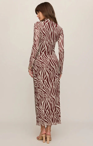 Z Supply Sevilla Zebra Mesh Midi Dress in Velvet Rouge