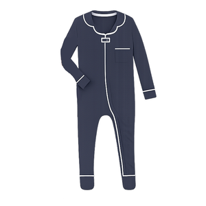 Pimalu Zip Footie with Collar in Navy