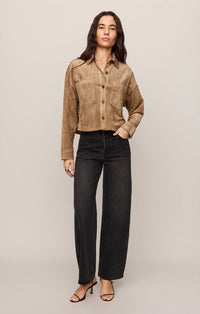 Z Supply All Day Cropped Suede Jacket in Light Sand