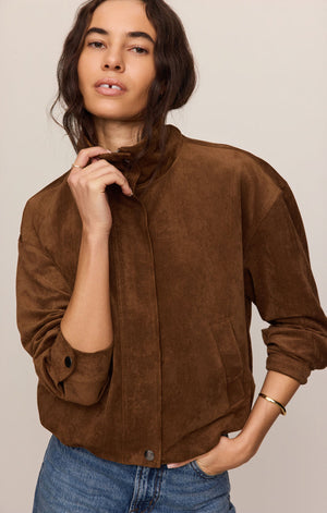 Z Supply Corin Bubble Hem Jacket in Saddle Suede