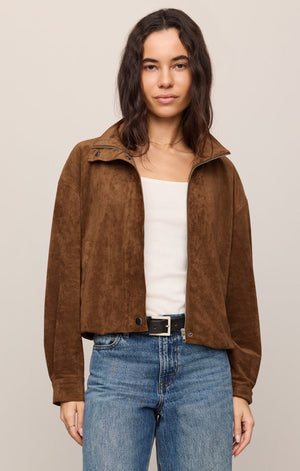 Z Supply Corin Bubble Hem Jacket in Saddle Suede