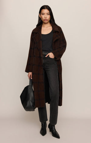 Z Supply Crosby Plaid Cocoon Coat in Dark Chocolate