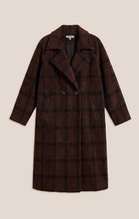 Z Supply Crosby Plaid Cocoon Coat in Dark Chocolate