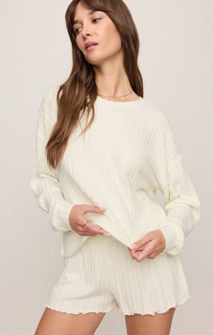 Z Supply Daydream Rib LS Top in Bone