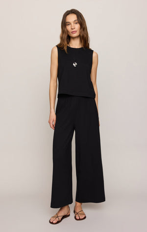 Z Supply Scout Jersey Crop Flare Pant in True Black