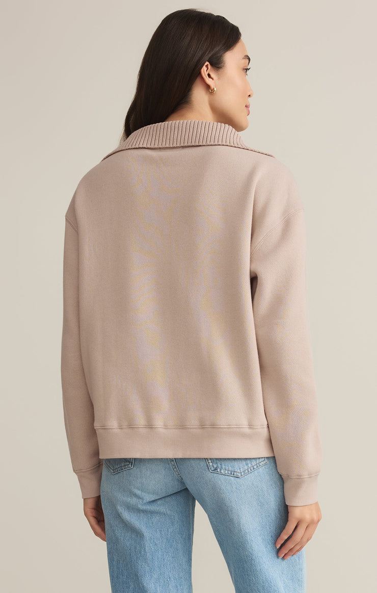 Z Supply Sonata Fleece Pullover Sweatshirt in Parchment