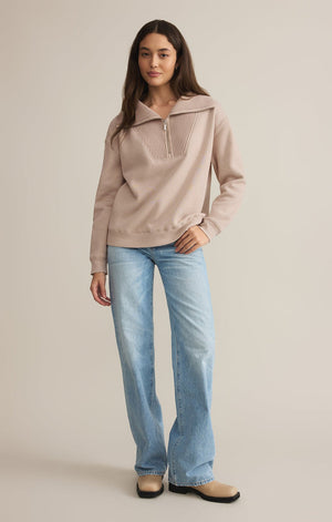 Z Supply Sonata Fleece Pullover Sweatshirt in Parchment