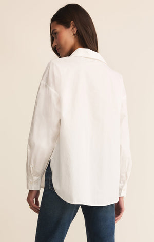 Z Supply Elevated Poplin Button Down Shirt in White