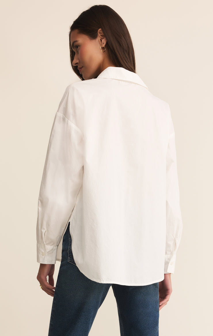 Z Supply Elevated Poplin Button Down Shirt in White
