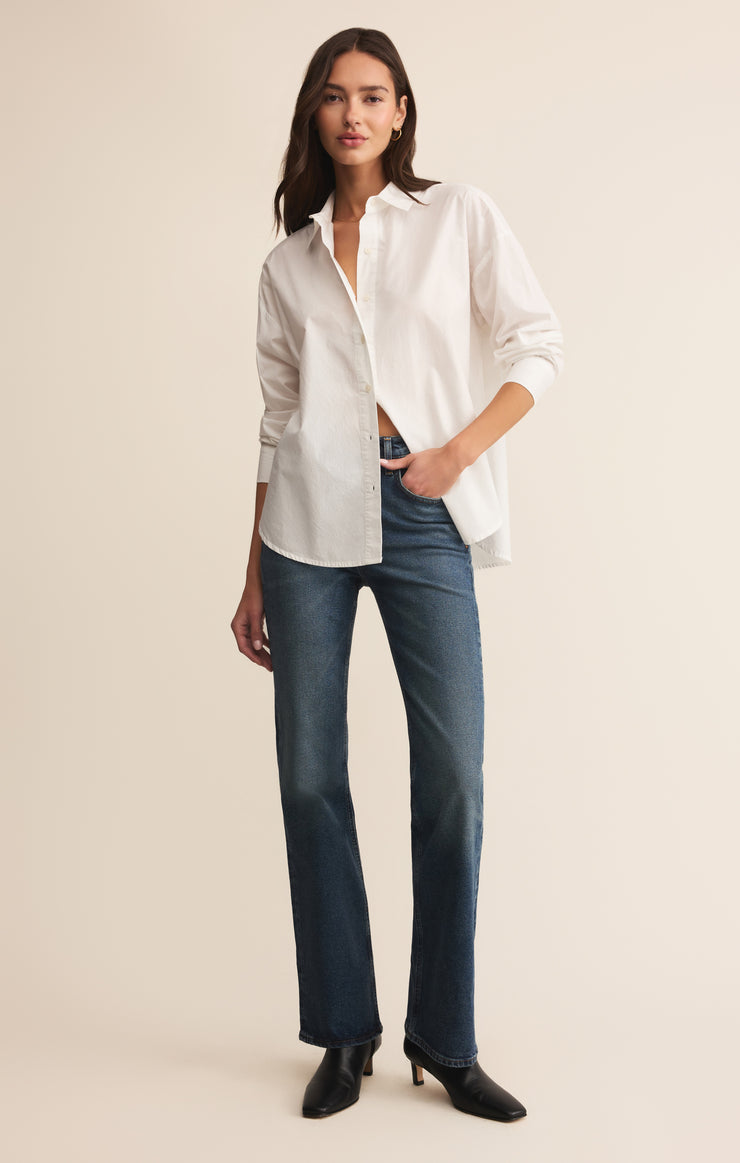 Z Supply Elevated Poplin Button Down Shirt in White