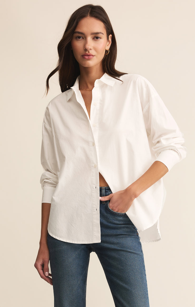 Z Supply Elevated Poplin Button Down Shirt in White