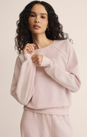 Z Supply All Around French Terry Sweatshirt in Washed Pink