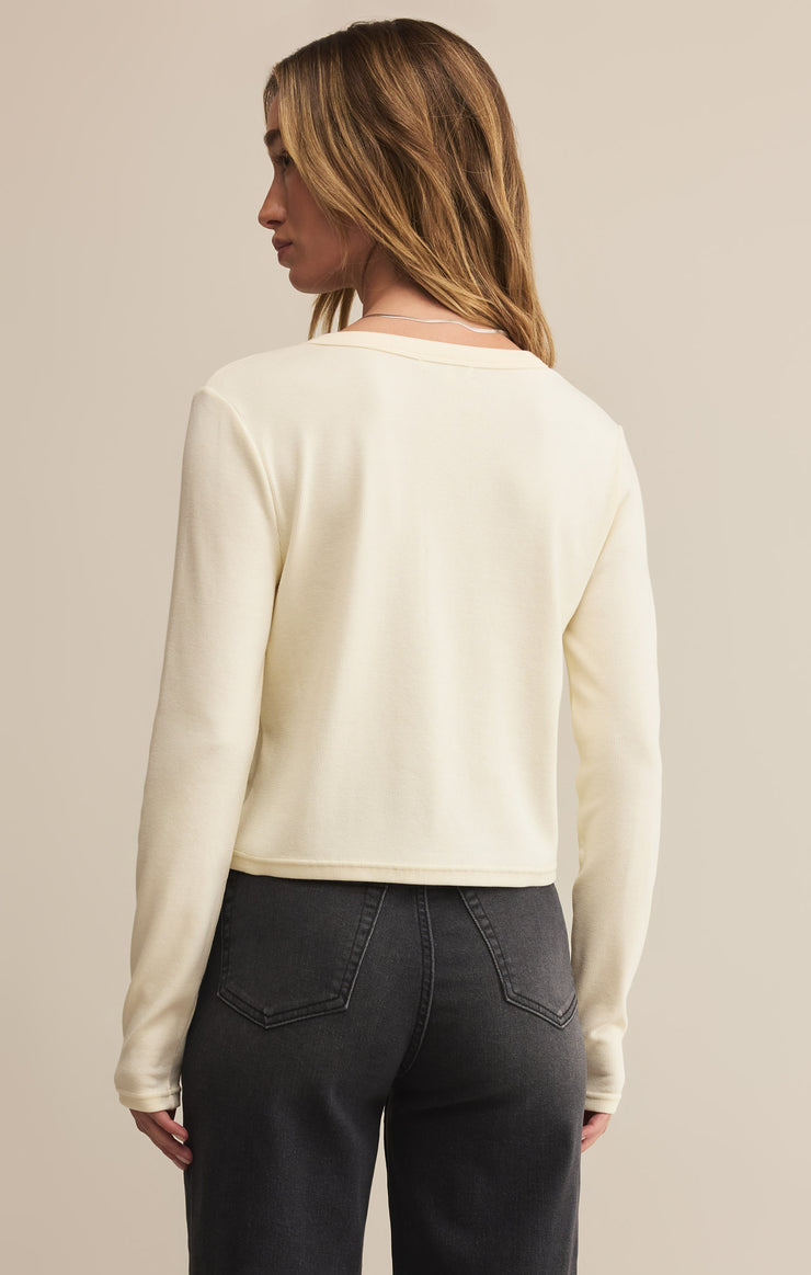 Z Supply Ferris Cropped Henley Top in Crystal
