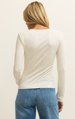 Z Supply Second Skin Crew Long Sleeve Top in Cloud