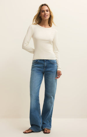 Z Supply Second Skin Crew Long Sleeve Top in Cloud