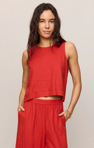 Z Supply Sloane Linen Tank in Chilli Pepper