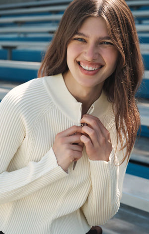 Z Supply Summit Half Zip Sweater in Sandstone