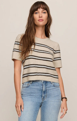 Z Supply Gatewood Stripe Sweater in Light Oatmeal Heather