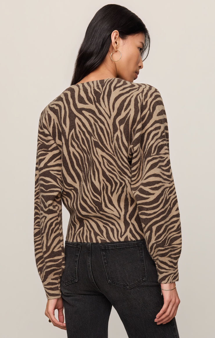 Z Supply All the Wild Zebra Cardigan in Dark Chocolate
