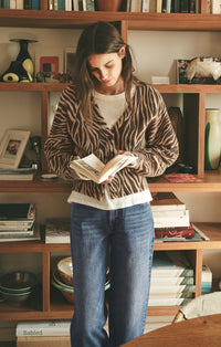 Z Supply All the Wild Zebra Cardigan in Dark Chocolate
