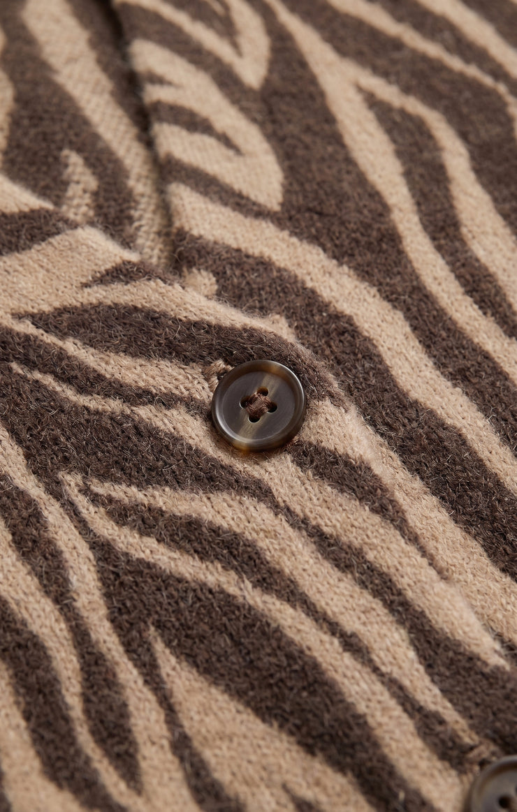 Z Supply All the Wild Zebra Cardigan in Dark Chocolate