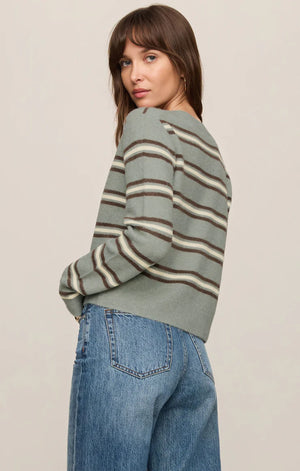 Z Supply Medina Stripe Cardigan in Aqua Cloud